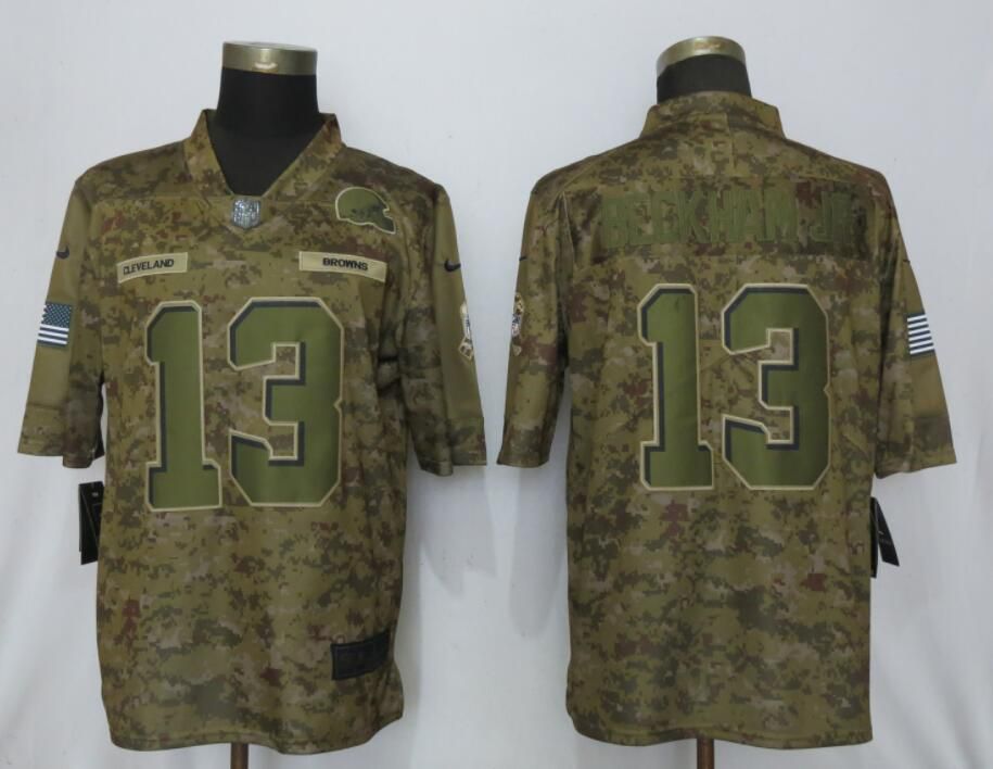 Men Nike Cleveland Browns #13 Beckham jr Camo Salute to Service Limited Jersey